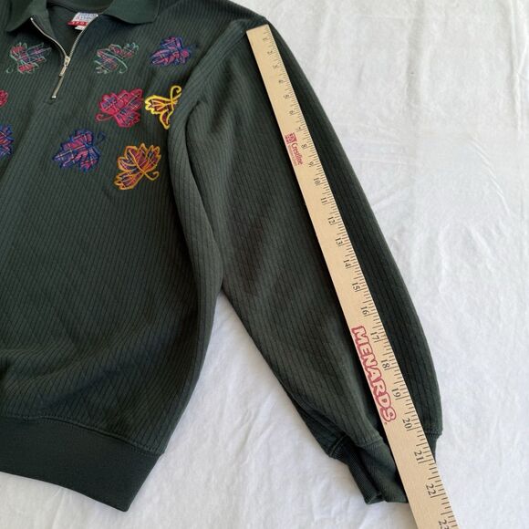 Vtg Baxter and Wells  PETITE Autumn Leaves 1/4 Zip Sweatshirt Sz PL Embroidered - Picture 8 of 9